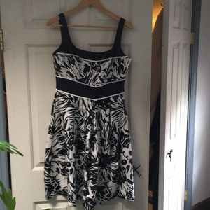Black and white sleeveless dress.